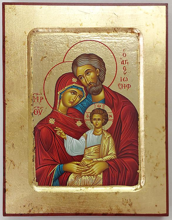 Holy Family wooden carved icon - 14 x 18 cm - Universe Catholic Weekly